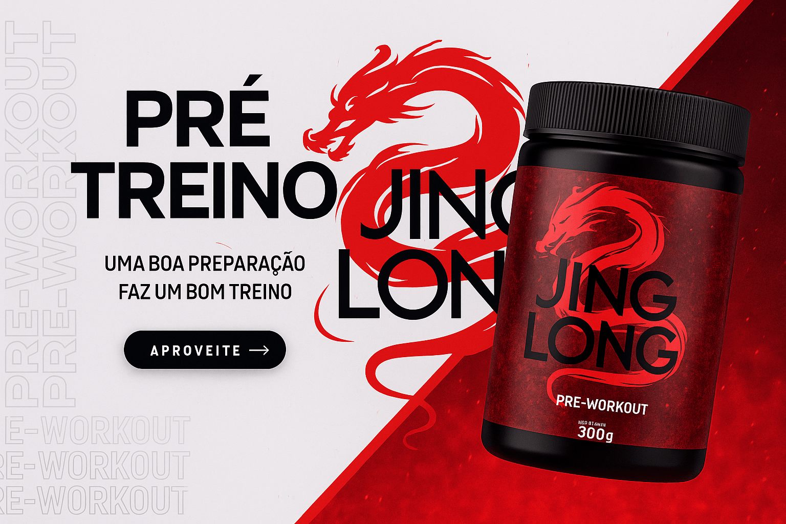 Embalagem do Suplemento Pré-Treino Proprietário Jing Long